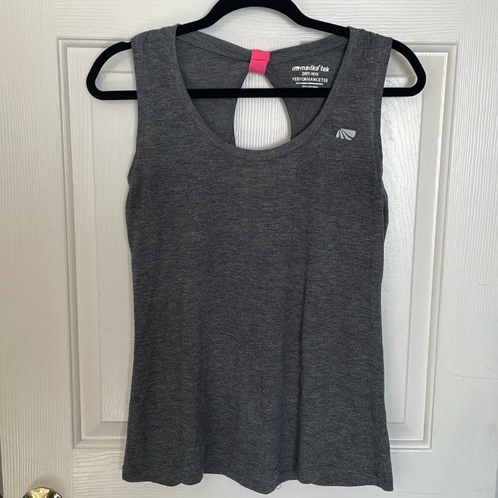 Marika Tek Dry-Wik Performance Tee Womens Large Tank Top Gray Pink Open Back